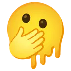 faccina con occhi aperti e mano sulla bocca + faccina che si scioglie