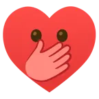 faccina con occhi aperti e mano sulla bocca + cuori