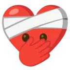 faccina con occhi aperti e mano sulla bocca + cuore guarito