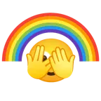 faccina che sbircia tra le dita + arcobaleno