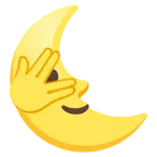 faccina che sbircia tra le dita + faccina ultimo quarto di luna
