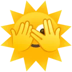 faccina che sbircia tra le dita + faccina sole
