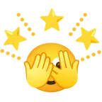 faccina che sbircia tra le dita + stella che brilla