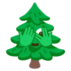 faccina che sbircia tra le dita + albero sempreverde