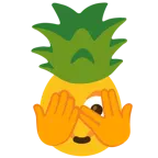 faccina che sbircia tra le dita + ananas