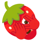 faccina che sbircia tra le dita + fragola