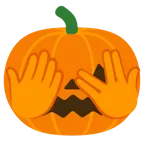 faccina che sbircia tra le dita + zucca di Halloween
