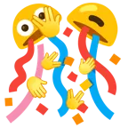 faccina che sbircia tra le dita + coriandoli