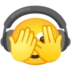 faccina che sbircia tra le dita + cuffie