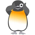 faccina che sbircia tra le dita + pinguino