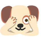 faccina che sbircia tra le dita + muso di cane