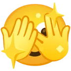 faccina che sbircia tra le dita + cuore che luccica