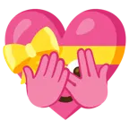 faccina che sbircia tra le dita + cuore con fiocco