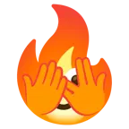 faccina che sbircia tra le dita + fuoco