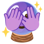 faccina che sbircia tra le dita + sfera di cristallo