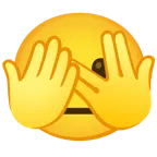 faccina che sbircia tra le dita + faccina neutra