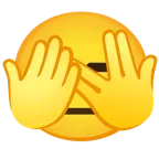 faccina che sbircia tra le dita + faccina inespressiva