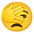 faccina che sbircia tra le dita + faccina contrariata
