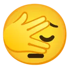 faccina che sbircia tra le dita + faccina pensierosa