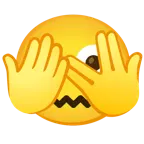 faccina che sbircia tra le dita + faccina frustrata