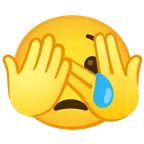 faccina che sbircia tra le dita + faccina che piange