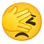 faccina che sbircia tra le dita + faccina perseverante