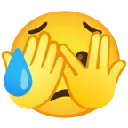 faccina che sbircia tra le dita + faccina delusa ma sollevata