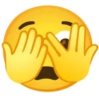 faccina che sbircia tra le dita + faccina angosciata