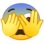 faccina che sbircia tra le dita + faccina impaurita
