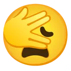 faccina che sbircia tra le dita + faccina esausta