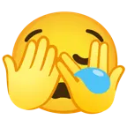faccina che sbircia tra le dita + faccina assonnata