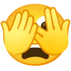 faccina che sbircia tra le dita + faccina stanca