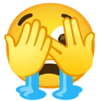 faccina che sbircia tra le dita + faccina disperata