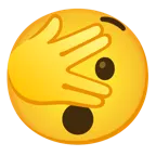 faccina che sbircia tra le dita + faccina sorpresa