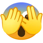 faccina che sbircia tra le dita + faccina terrorizzata