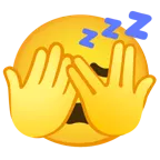 faccina che sbircia tra le dita + faccina che dorme