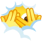 faccina che sbircia tra le dita + testa tra le nuvole
