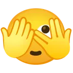 faccina che sbircia tra le dita + faccina con occhi al cielo