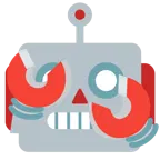 faccina che sbircia tra le dita + faccina di robot