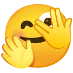 faccina che sbircia tra le dita + faccina che abbraccia