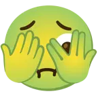 faccina che sbircia tra le dita + faccina nauseata