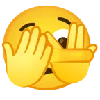 faccina che sbircia tra le dita + faccina bugiarda