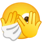 faccina che sbircia tra le dita + faccina che starnutisce
