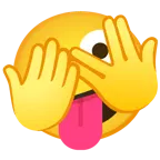 faccina che sbircia tra le dita + faccina impazzita