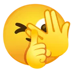faccina che sbircia tra le dita + faccina che zittisce
