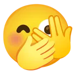 faccina che sbircia tra le dita + faccina con mano sulla bocca