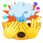 faccina che sbircia tra le dita + testa che esplode