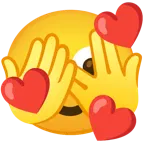 faccina che sbircia tra le dita + faccina con cuoricini