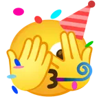 faccina che sbircia tra le dita + faccina che festeggia