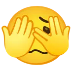 faccina che sbircia tra le dita + faccina stordita